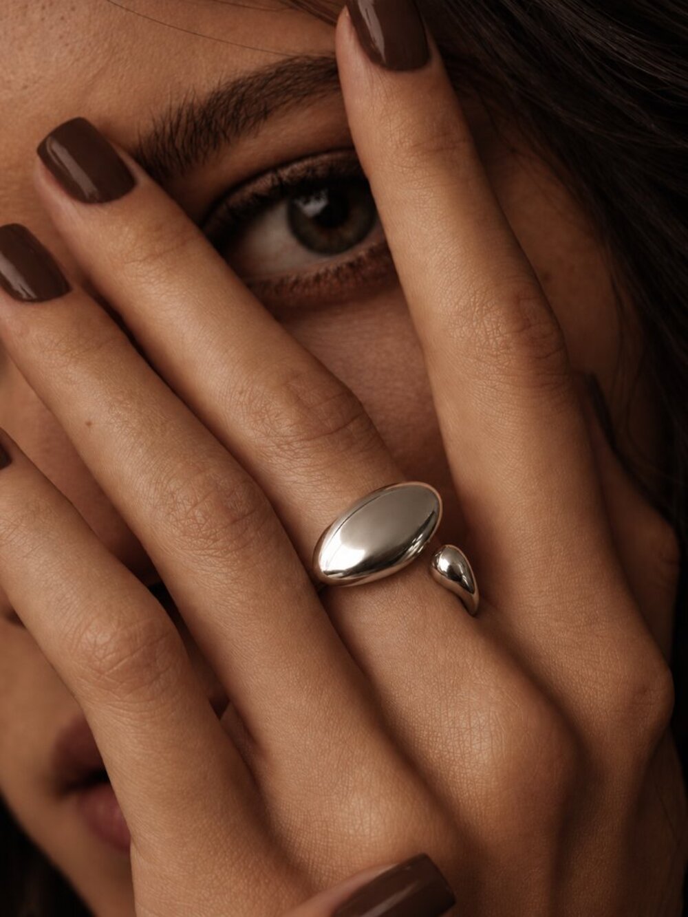925 Sterling Silver Adjustable Sculptural Open Ring